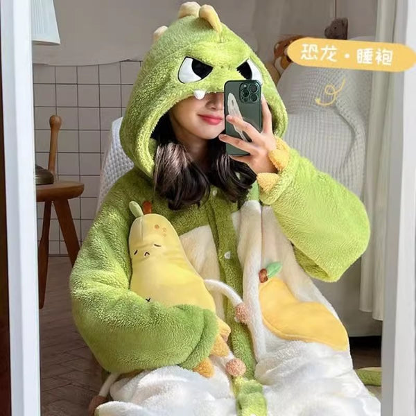Cute Dinosaur Winter Pajamas Dress JK3676