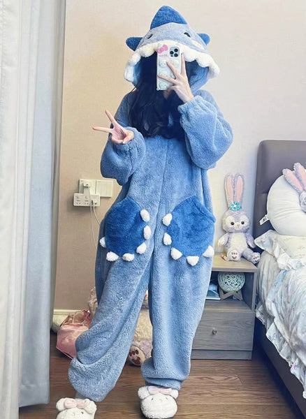 Cartoon Shark Winter Pajamas Dress JK3688