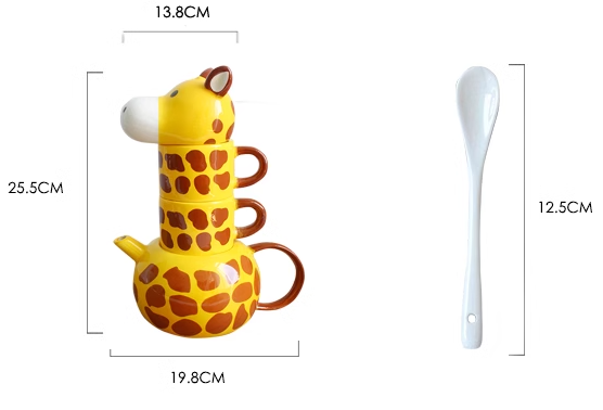 Cute Giraffe Ceramic Water Kettle and Cup JK3854