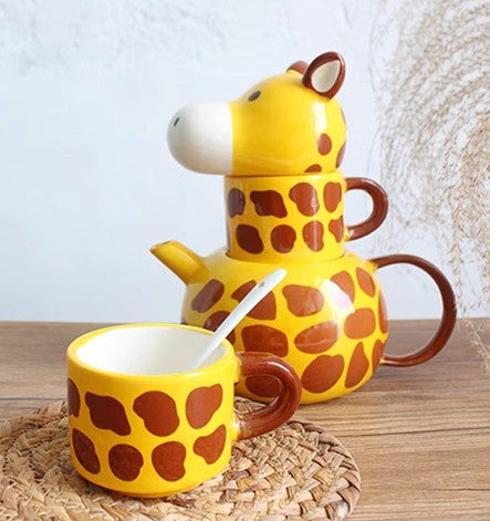 Cute Giraffe Ceramic Water Kettle and Cup JK3854