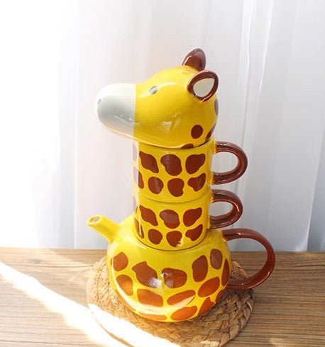Cute Giraffe Ceramic Water Kettle and Cup JK3854