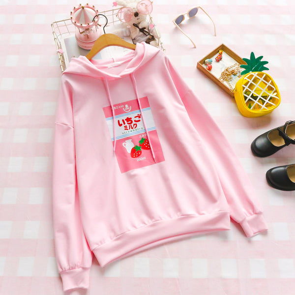 Pink Strawberry Milk Hoodie JK1274