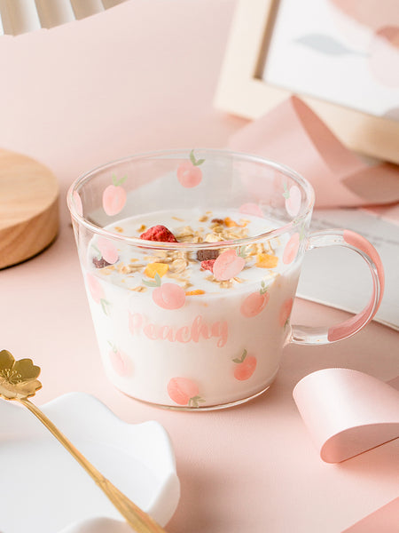 Sweet Peach Glass Water Cup JK2833