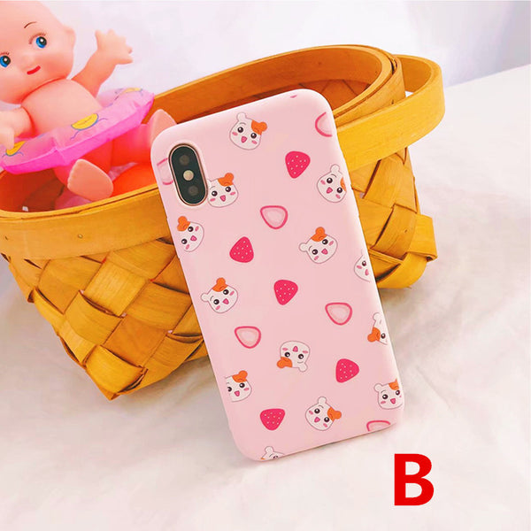 Kawaii Bear and Strawberry Phone Case for iphone 6/6s/6plus/7/7plus/8/8P/X  JK1236