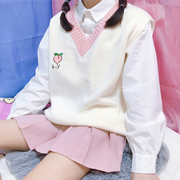 Cute Peach Vest Sweater JK1171