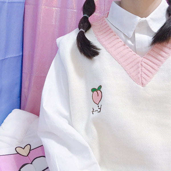 Cute Peach Vest Sweater JK1171