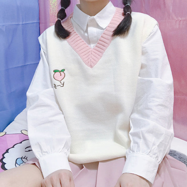 Cute Peach Vest Sweater JK1171