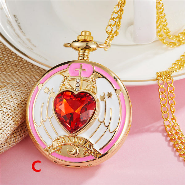 Sailormoon and Sakura Pocket Watch  JK1166