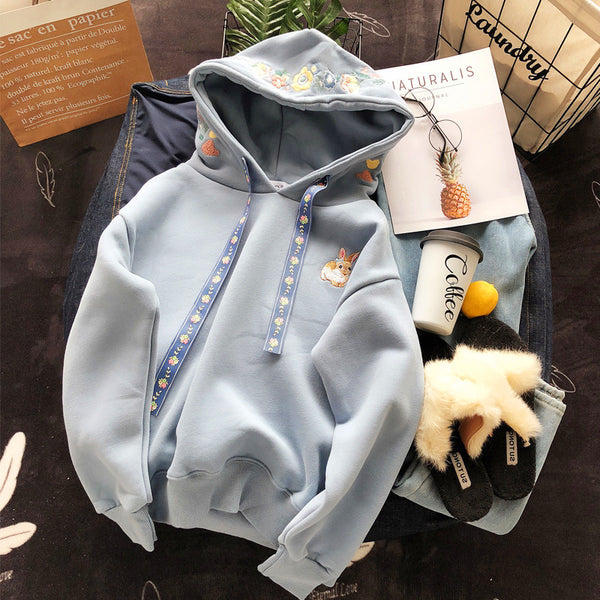Sweet Rabbit Embroidered Hoodie JK1452