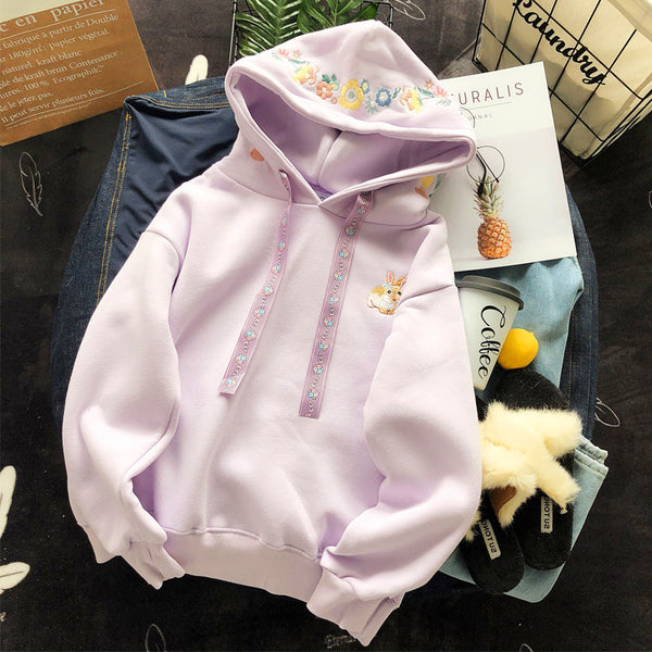 Sweet Rabbit Embroidered Hoodie JK1452