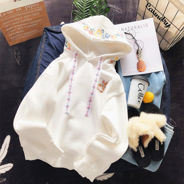 Sweet Rabbit Embroidered Hoodie JK1452
