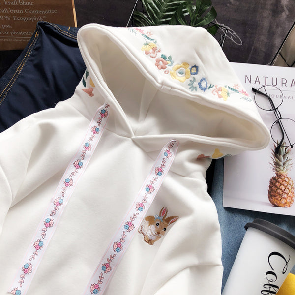 Sweet Rabbit Embroidered Hoodie JK1452