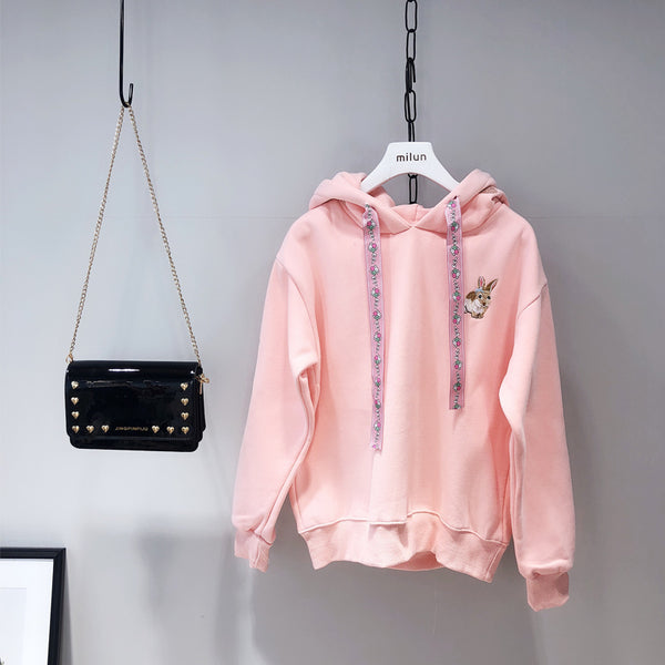 Sweet Rabbit Embroidered Hoodie JK1452