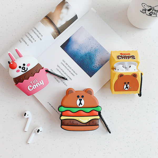 Hamburger Bear and Cony Bottle Airpods Protector  JK1576