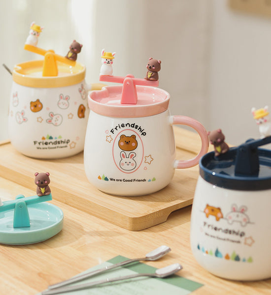Lovely Rabbit and Bear Mug Cup JK3131