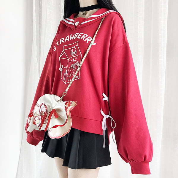 Lovely Strawberry Navy Hoodie JK2461