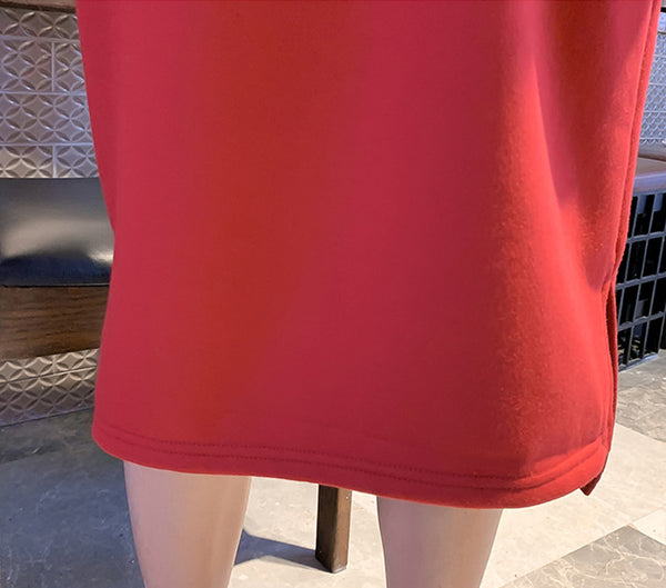 Red Milky Hoodie Dress Set JK1787