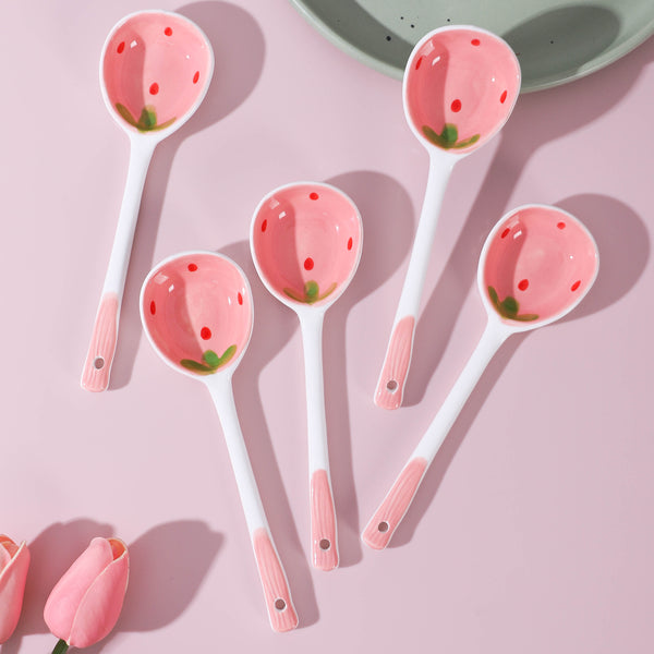 Cute Strawberry Ceramic Spoon JK3413