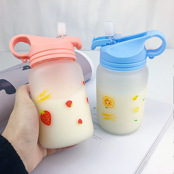 Cute Strawberry and Pineapple Glass Water Bottle  JK1655