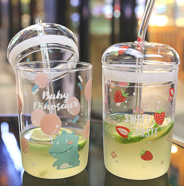 Cute Strawberry Glass Water Cup JK2353