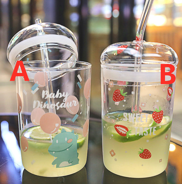 Cute Strawberry Glass Water Cup JK2353