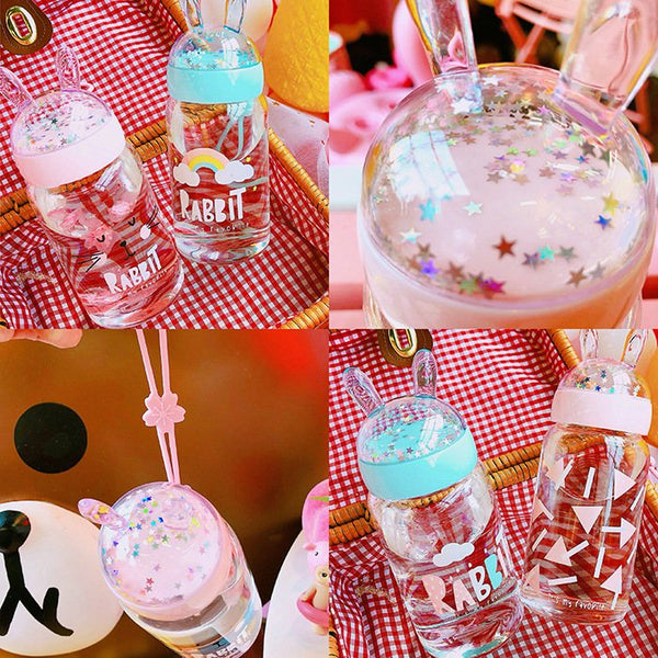 Rabbit Glass Water Bottle JK1097