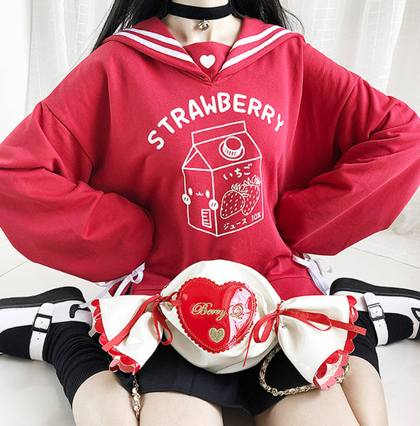 Lovely Strawberry Navy Hoodie JK2461