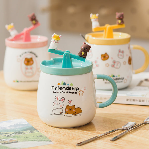 Lovely Rabbit and Bear Mug Cup JK3131