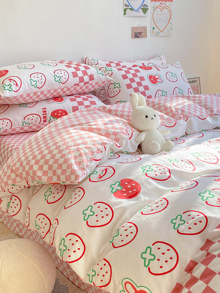 Kawaii Strawberry Bedding Set JK3034