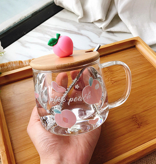 Cute Peach Glass Cup JK2366