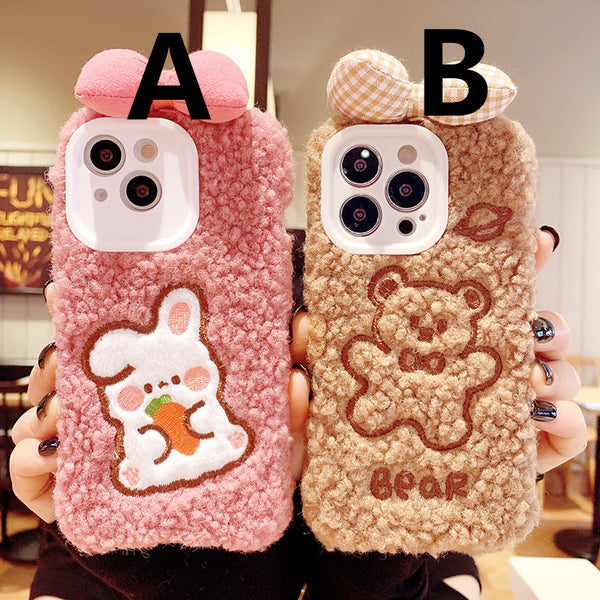 Cute Rabbit and Bear Phone Case for iphone 7/7plus/8/8P/X/XS/XR/XS Max/11/11pro/11pro max/12/12pro/12pro max/12mini/13/13pro/13pro max JK2927