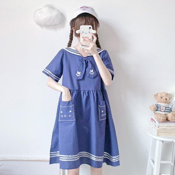 Lovely Cat Navy Dress JK2747