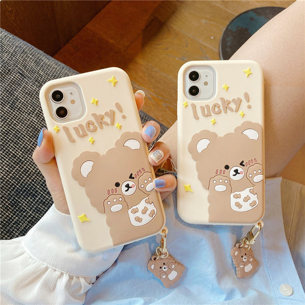 Lucky Bear Phone Case for iphone7/7plus/8/8P/X/XS/XR/XS Max/11/11 pro/11 pro max/12/12pro/12mini/12pro max JK2964