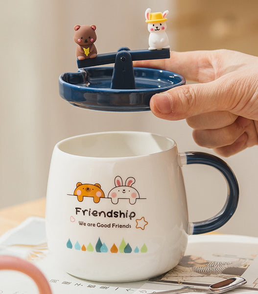 Lovely Rabbit and Bear Mug Cup JK3131