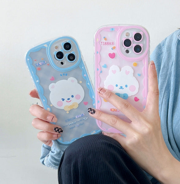 Cute Rabbit and Bear Phone Case for iphone X/XS/XR/XS Max/11/11 pro/11 pro max/12/12pro/12mini/12pro max/13/13pro/13pro max JK3120