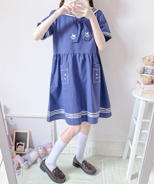 Lovely Cat Navy Dress JK2747