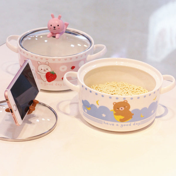 Rabbit and Bear Printed Bowl JK2432