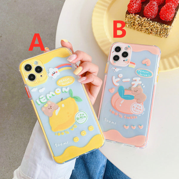 Peach and Lemon Phone Case for iphone7/7plus/8/8P/X/XS/XR/XS Max/11/11 pro/11 pro max JK2314