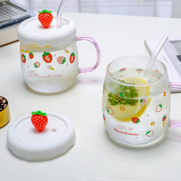 Cute Strawberry Glass Cup JK2837