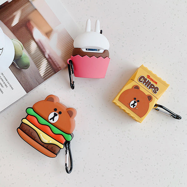 Hamburger Bear and Cony Bottle Airpods Protector  JK1576