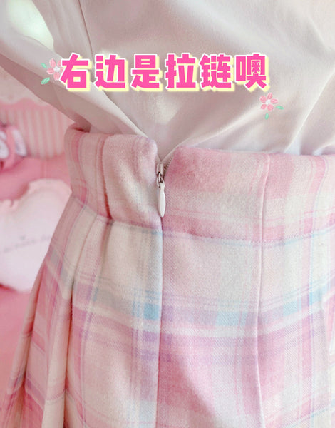 Pink Sakura Plaid Skirt JK2905