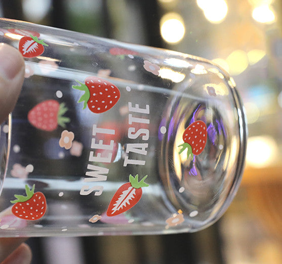 Cute Strawberry Glass Water Cup JK2353