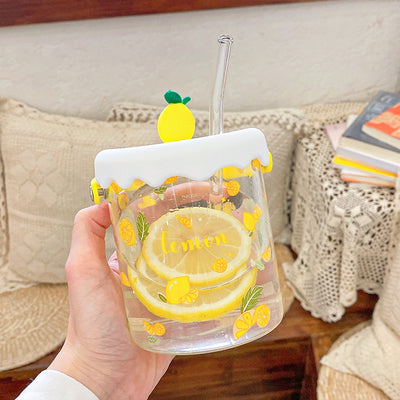Sweet Fruits Glass Water Cup JK3149