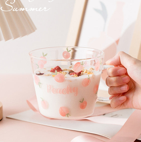 Sweet Peach Glass Water Cup JK2833