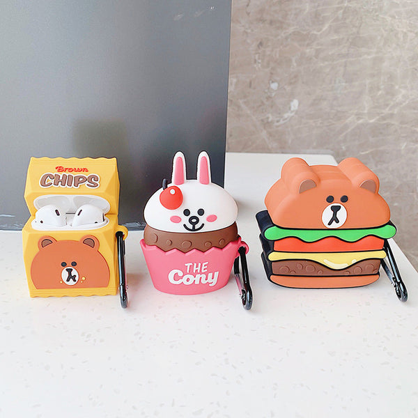 Hamburger Bear and Cony Bottle Airpods Protector  JK1576