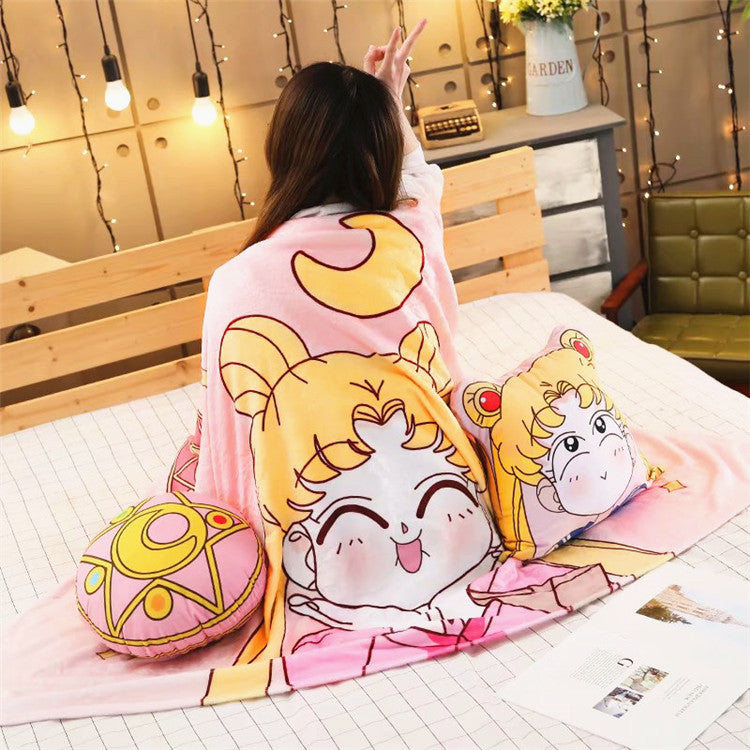 Cartoon Sailormoon Pillow And Blanket JK2360