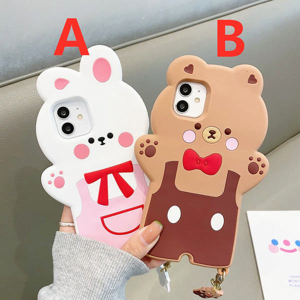 Lovely Rabbit and Bear Phone Case for iphone7/7plus/8/8P/X/XS/XR/XS Max/11/11 pro/11 pro max/12/12pro/12mini/12pro max JK3112