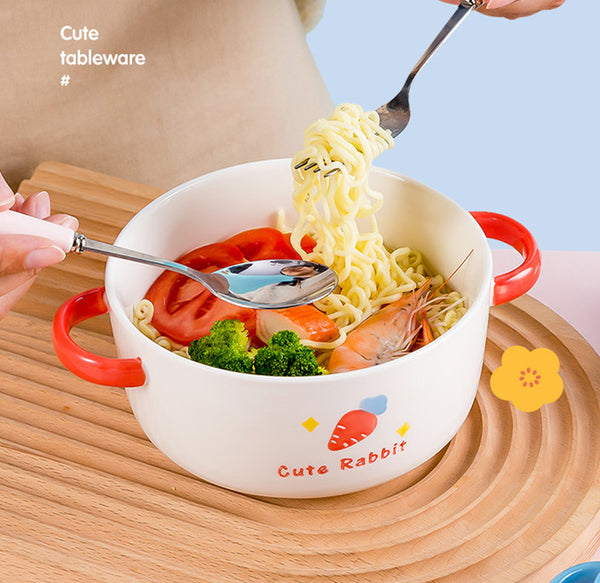Cute Rabbit and Bear Printed Bowl JK3107