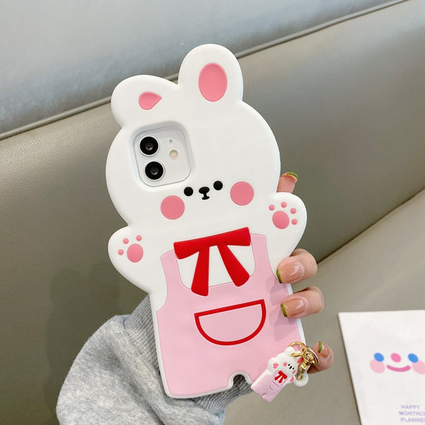 Lovely Rabbit and Bear Phone Case for iphone7/7plus/8/8P/X/XS/XR/XS Max/11/11 pro/11 pro max/12/12pro/12mini/12pro max JK3112