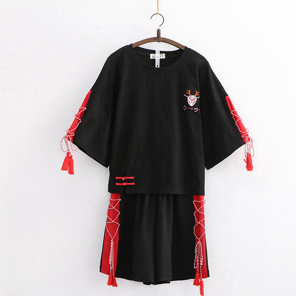 Fashion Black Tshirt and Shorts Set JK2210